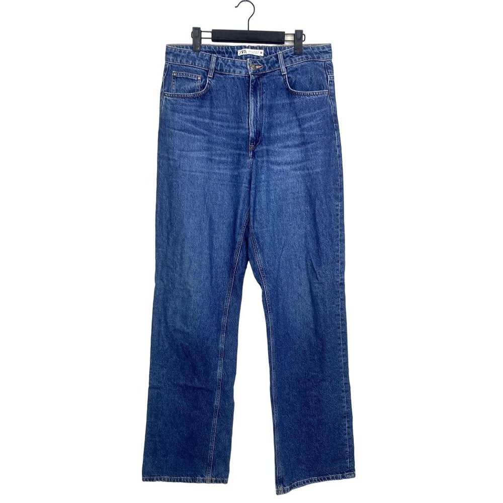 ZARA Straight Full Length Long Leg Jeans Button and Zip 5-Pocket 12 Blue #2017 - Picture 3 of 13